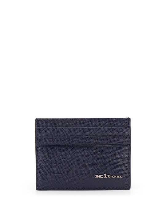 Leather Card Holder With Metal Logo