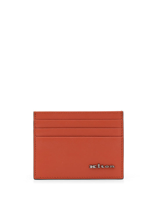 Leather Card Holder With Metal Logo
