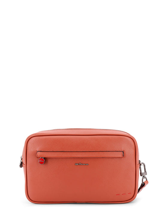 Leather Clutch With Metal Logo