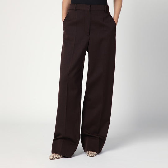 Straight Leg Trousers In Plum Wool