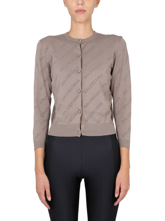 Allover Logo Cropped Cardigan