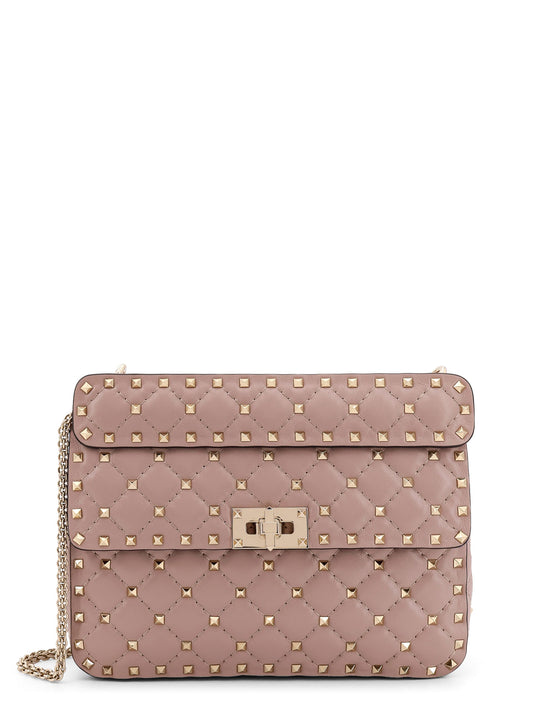 Rockstud Spike Leather Shoulder Bag With Iconic Studs