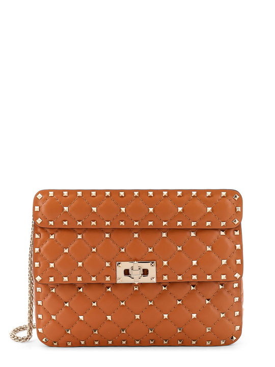 Rockstud Spike Leather Shoulder Bag With Iconic Studs