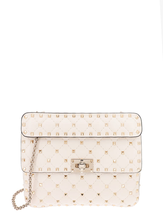 Rockstud Spike Leather Shoulder Bag With Iconic Studs