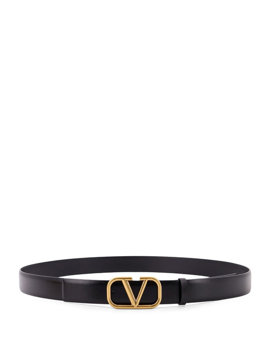 Leather Belt With Vlogo Signature Belt