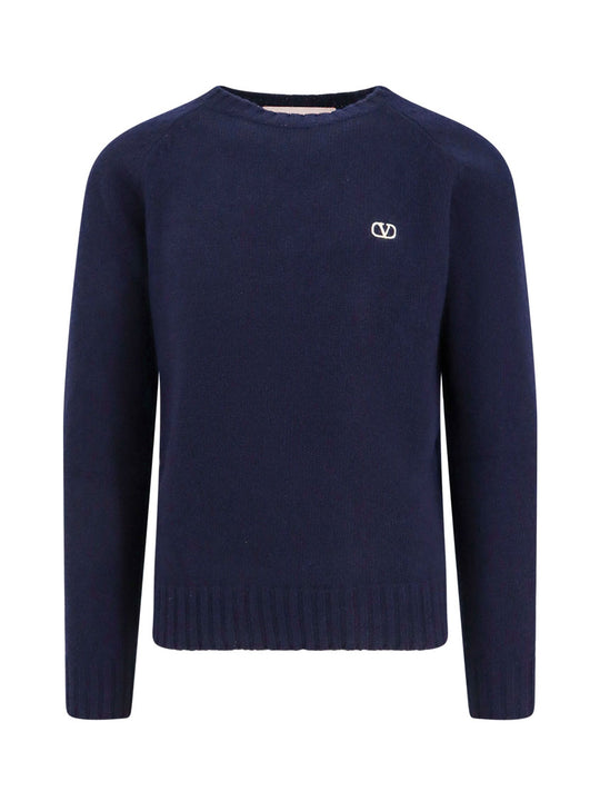 Virgin Wool Sweater With Vlogo Embroidery