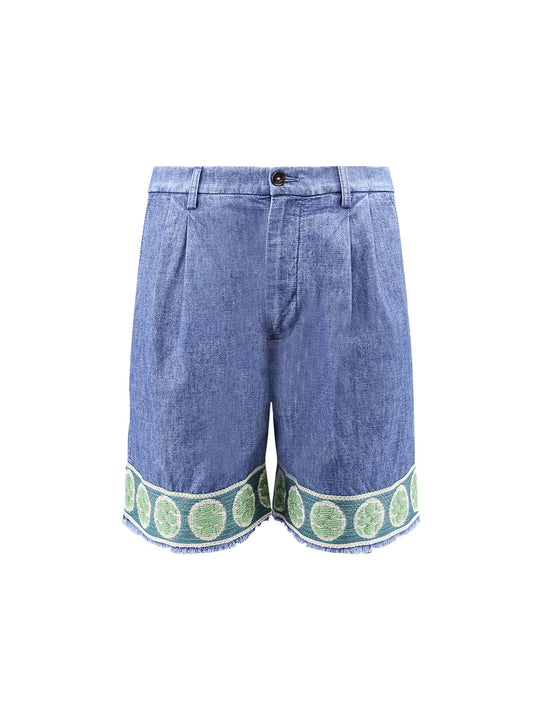 Denim Shorts With Embroidery On The Bottom