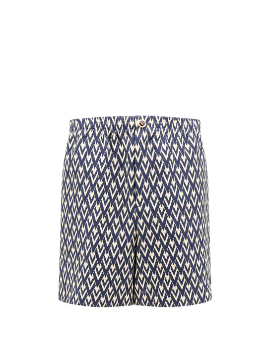 Linen Bermuda Shorts With Toute La V Motif
