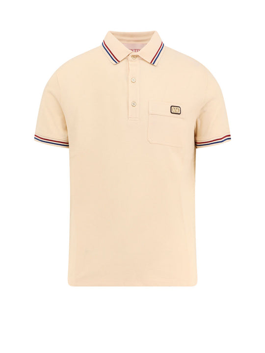 Cotton Piquet Polo Shirt With Vlogo Patch