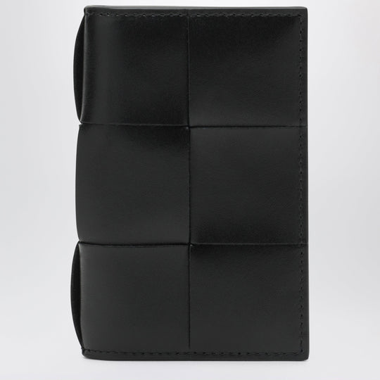Black Bifold Card Holder With Maxi Intreccio