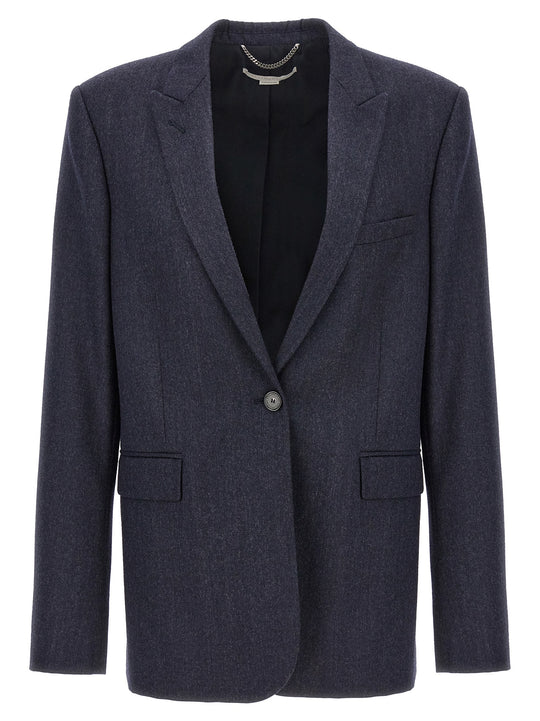 Single-Breasted Wool Blazer Blazers Blue