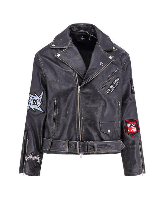 Leather Jacket With Back Metallica Print