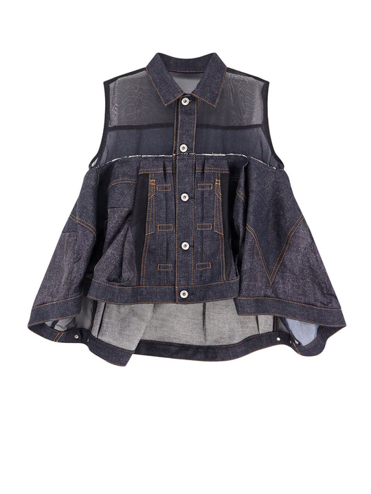 Denim Shirt With Voile Insert