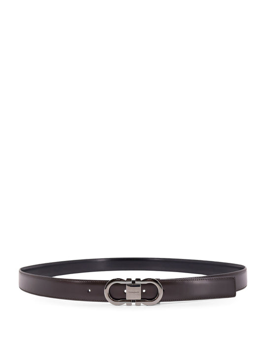Leather Belt With Gancini Buckle