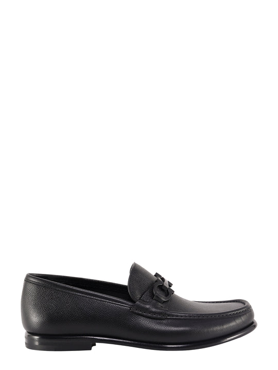 Crown Leather Loafer With Gancini Detail