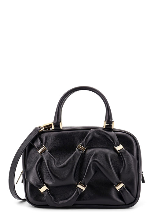 Leather Handbag With Draped Details Secured By Mini Vara Bows