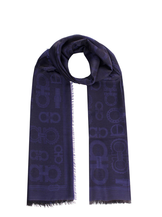 Silk And Cashmere Scarf With Gancini Motif
