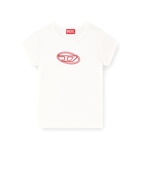 Stretch Cotton T-Shirt With Cut-Out Logo