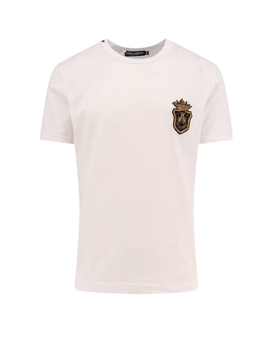 Cotton T-Shirt With Hand-Embroidered Patch
