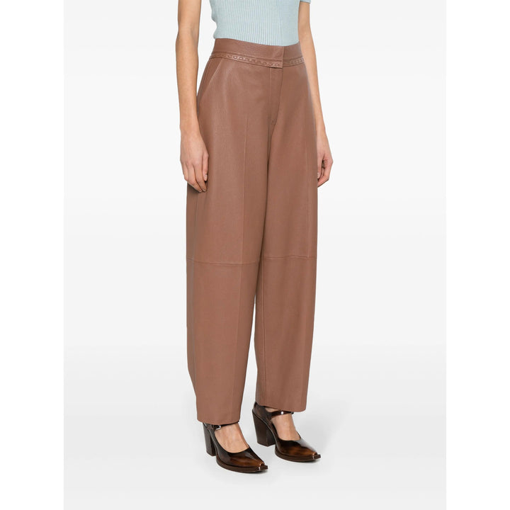 Fendi Leather Pants - Brown | e945bbdad0bd3ea0a5a93c574d85dee19adb26db