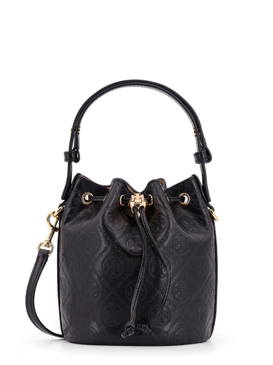 Leather Bucket Bag With All-Over Monogram