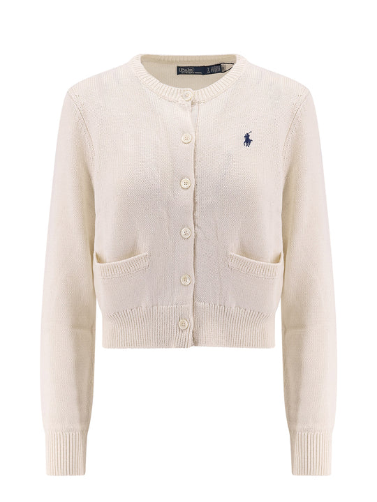 Cotton Cardigan With Contrasting Logo Embroidery