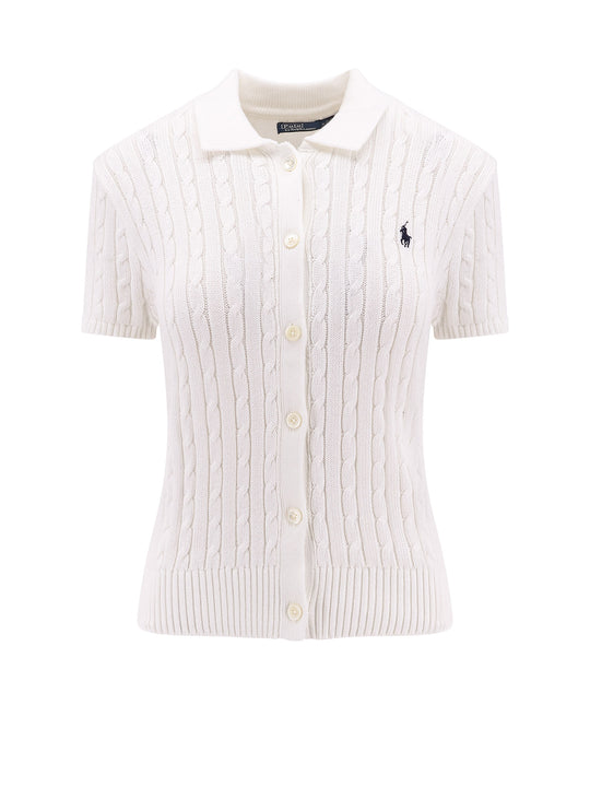 Cotton Cardigan With Contrasting Logo Embroidery