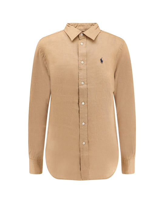 Linen Shirt With Logo Embroidery