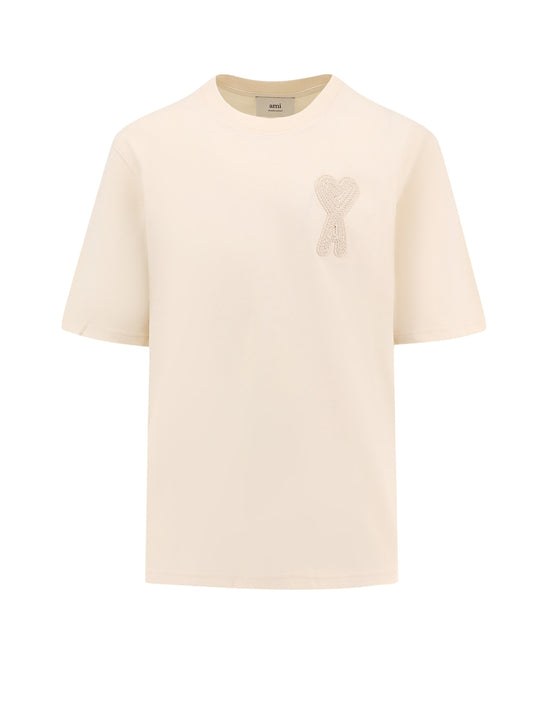 Biologic Cotton T-Shirt With Ami De Coeur Maxi Embroidery