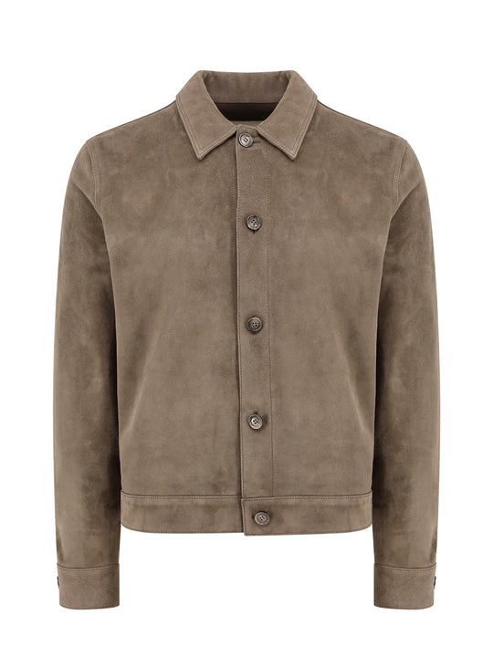 Suede Jacket With Ami De Coeur Embossed Detail