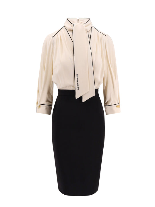 Viscose Blend Midi Dress With Detachable Skirt