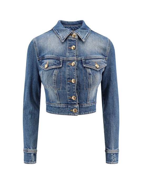 Denim Jacket With Gold Metal Buttons