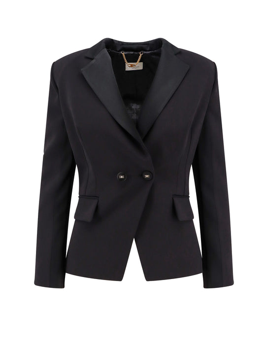 Double-Breasted Blazer With Covered Buttons