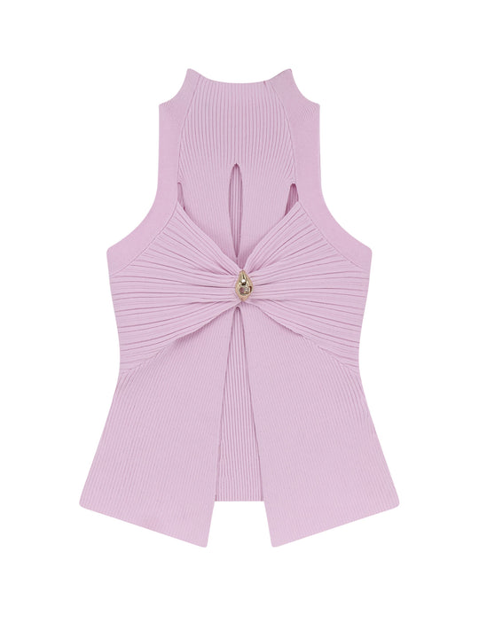 Ribbed Knitted Top With Metal Detail