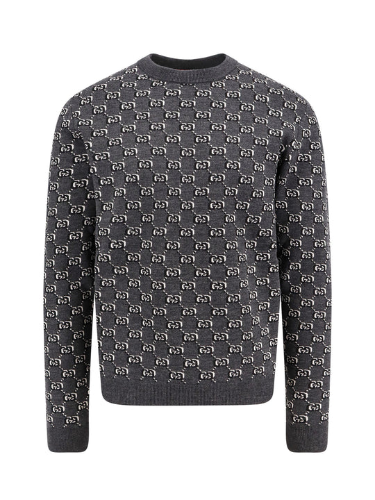 Wool Sweater With All-Over Gg Motif