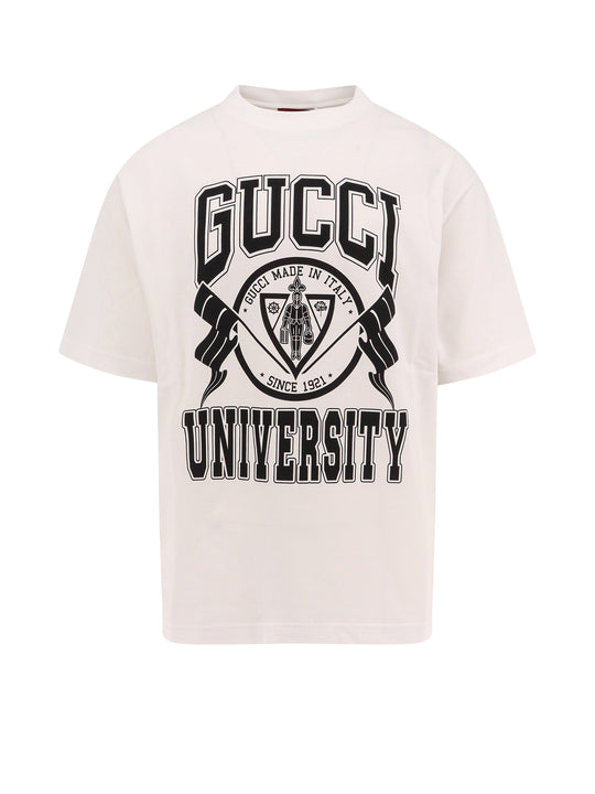 Cotton T-Shirt With Gucci University Print