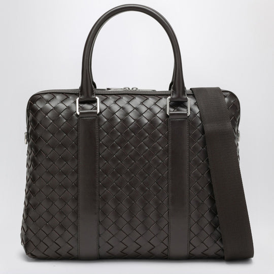Intrecciato Brown Small Business Bag