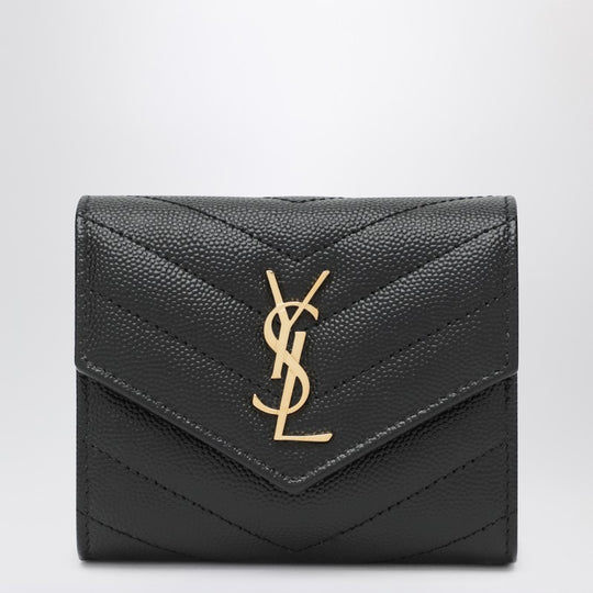 Cassandre Matelassé Black Tri-Fold Wallet