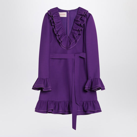 Purple Wool And Silk Mini Dress