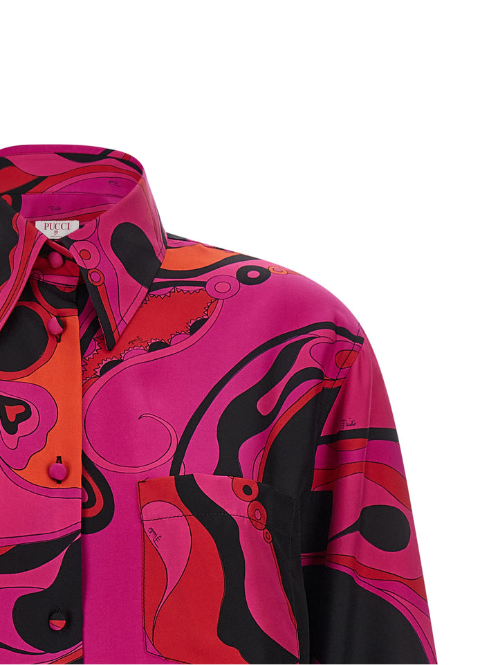 Emilio Pucci Patterned Silk Shirt Shirt and Blouse - Fuchsia | e23eff79b15b0eb3e18623d039f82e052ed99aed