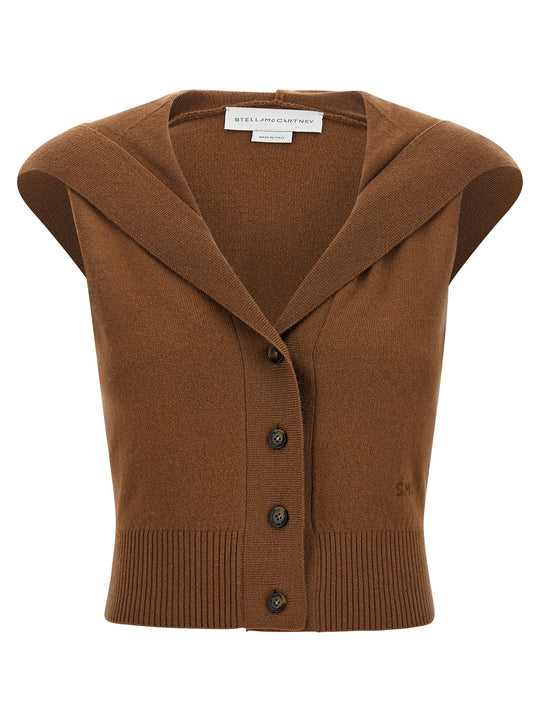 Cosy Knit Hood Tops Beige