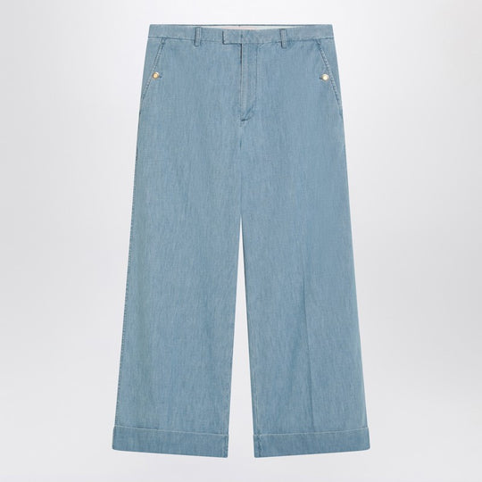 Light Blue Wide Jeans With Cuff