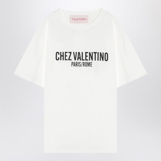 Ivory T-Shirt With Chez Valentino Print