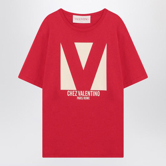 Red T-Shirt With Chez Valentino Print