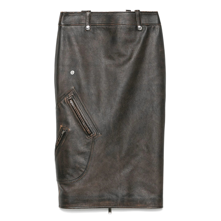Alexander Mcqueen Leather Skirts - Brown, Black | 9b0b5f4f89ea92ca68463a5e98cacfdc4a41cc15