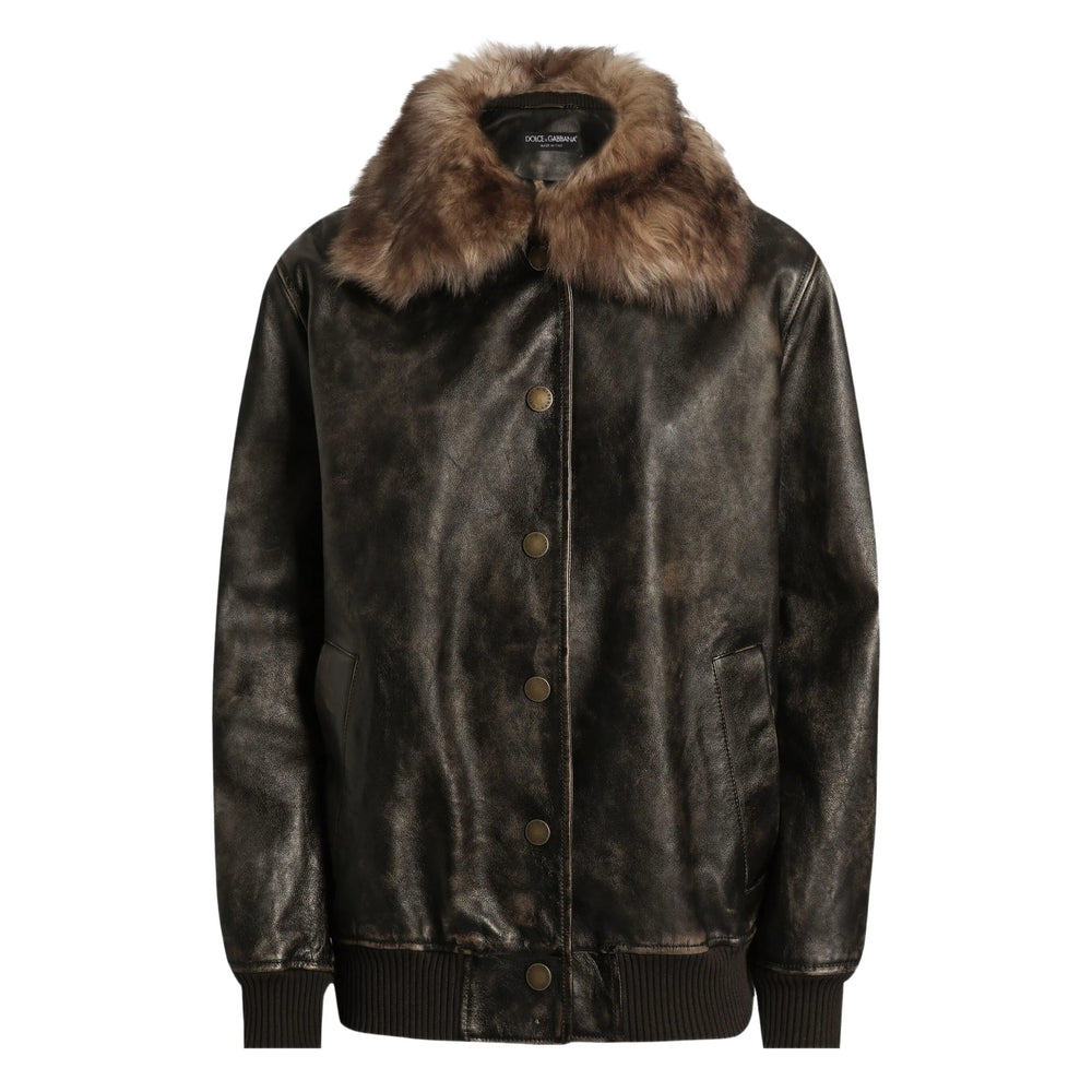 Dolce & Gabbana Leather Outerwears - Brown | 2da4a297391c8c18fecc5ee235c422fd92f8250d