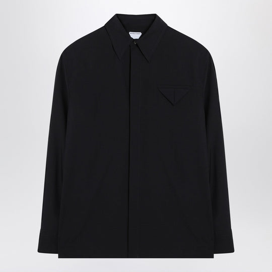 Midnight Blue Wool Twill Shirt