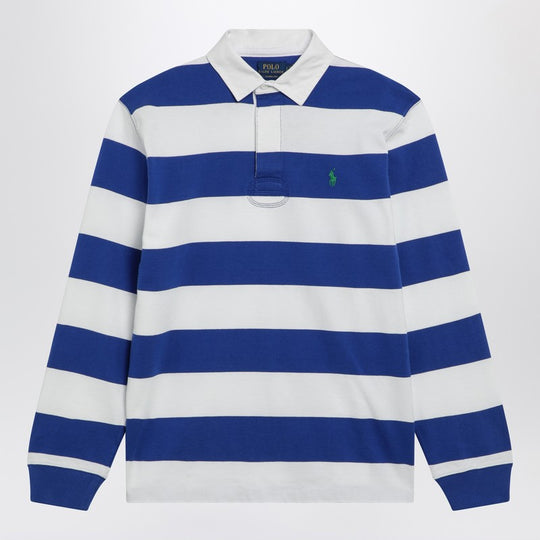 White/Blue Striped Classic Fit Polo Shirt