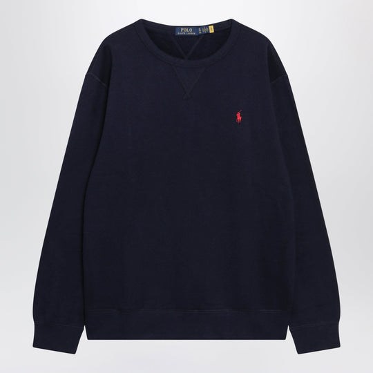 Navy Blue Cotton-Blend Crewneck Sweatshirt