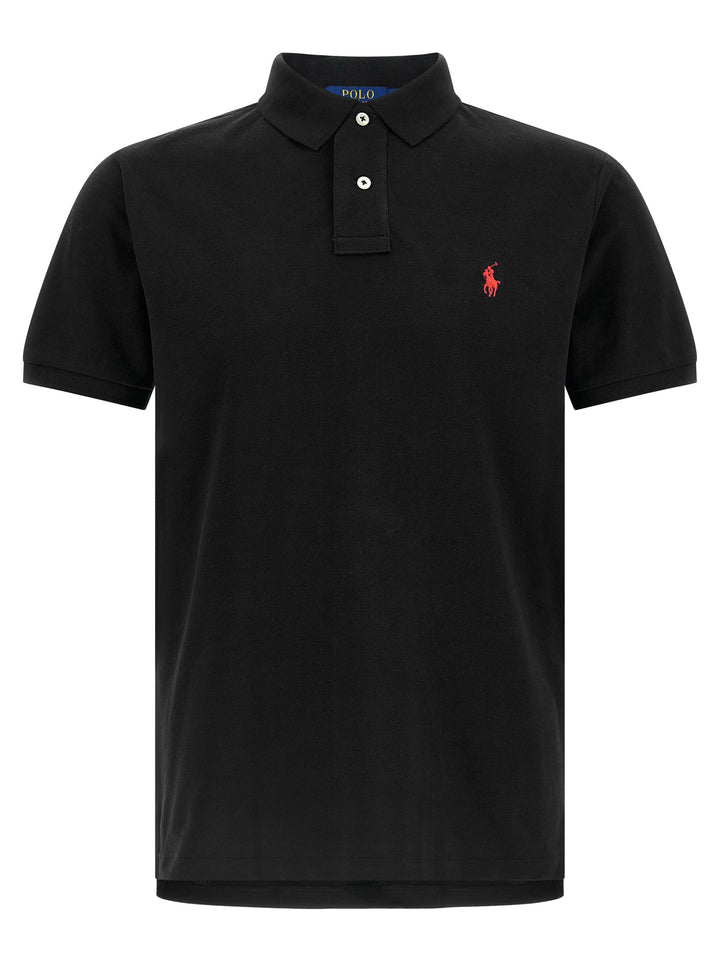 Polo Ralph Lauren Logo Embroidery  Shirt Polo - Black | 3fcfdfd59d75b245d02b73b58d9547adc251b0e8